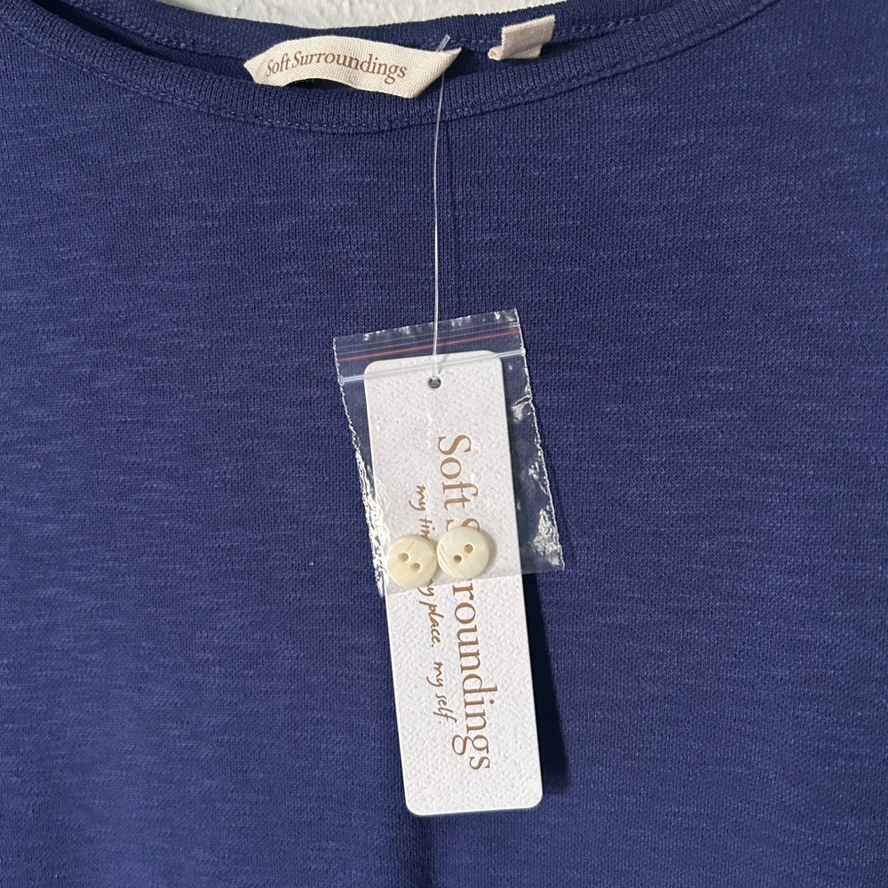 Soft Surroundings Deep Blue Cotton Blend Top - Picture 4 of 9